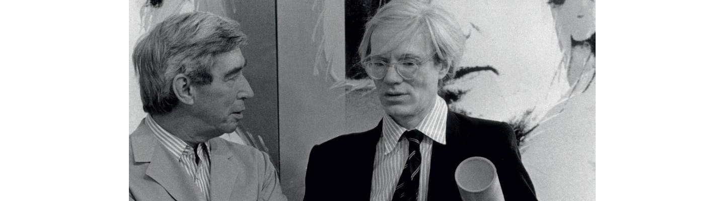 Hergé (à gauche) avec Andy Warhol, en 1977